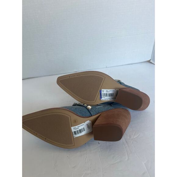 NWT Gianni Bini Walden Denim Rhinestone Embellished Slip On Western Mules Sz 8 - Picture 8 of 11